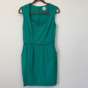 Emerald green belted dress